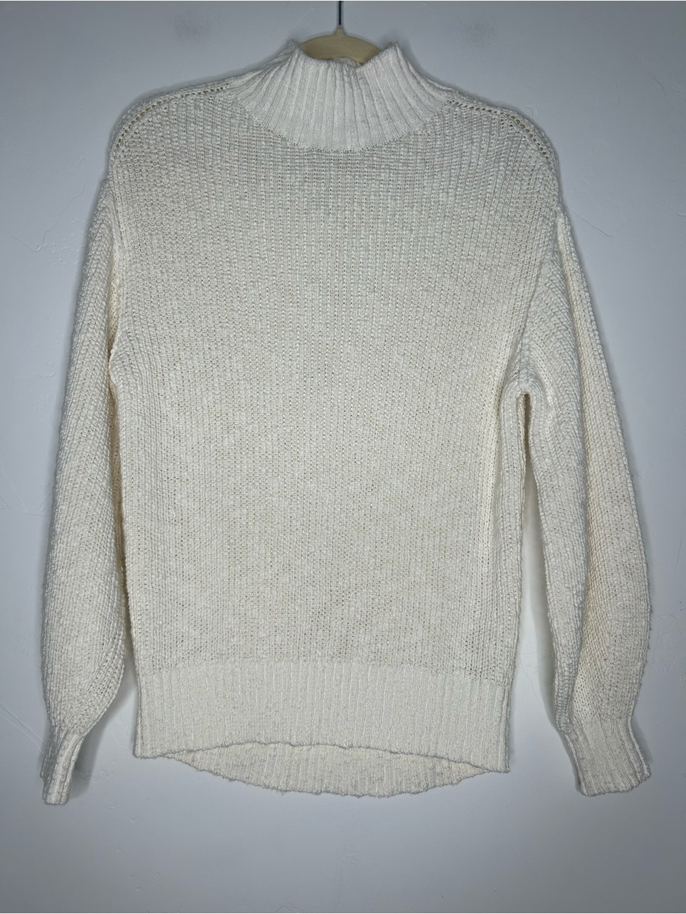 NWT aerie Cream Mockneck Open Knit Sweater Size XXS 100% Cotton Fall Winter